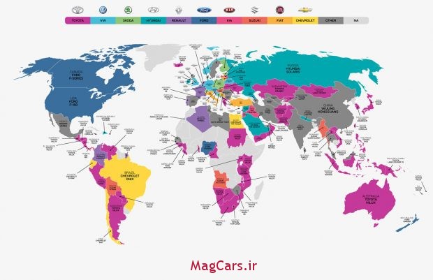 پرفروش ترین خودروها در کشورهای مختلف جهان کدامند؟+عکس