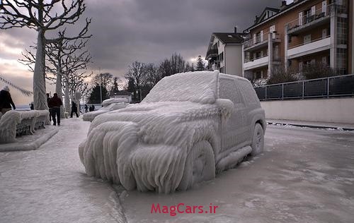 گرم کردن درجا ماشین در فصل زمستان (1)